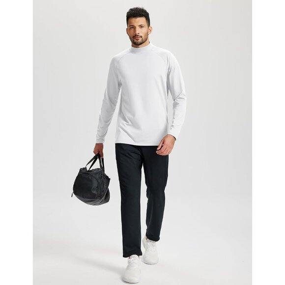 Mens Thermal Fleece Shirt Mock Turtle Neck Base Layer Long Sleeve Athletic Warm - Picture 3 of 6